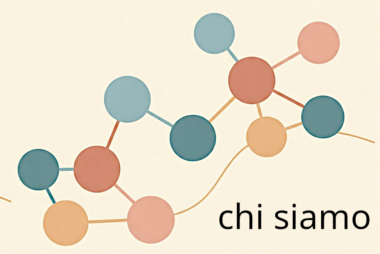 immagine generata da IA: una serie di dischetti colorati collegati in rete, per la pagina di "Chi Siamo"